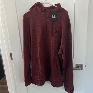 Under Armour Men's Heathered Burgundy Hooded Pullover XL